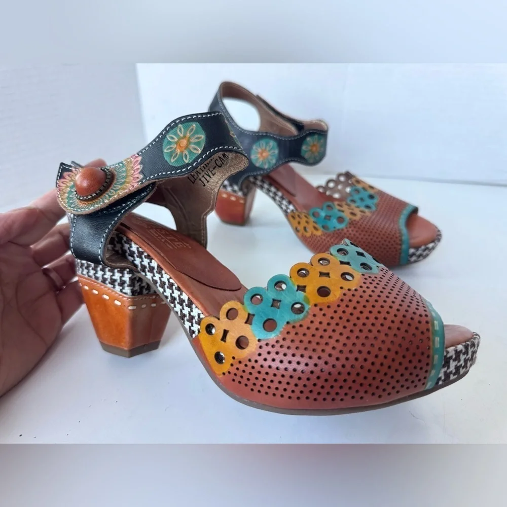 L'Artiste By Spring Step Jive Boho Platform Heel Sandals Shoes Women’s 37